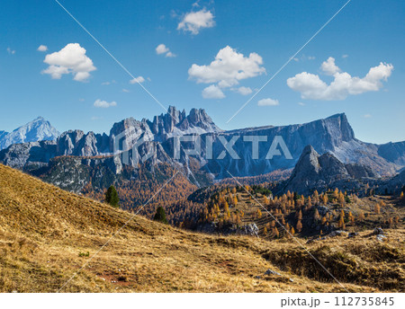 Autumn Dolomites mountain rocky view, Sudtirol, Italy 112735845