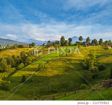 Picturesque summer Carpathian mountain countryside, Ukraine. Picturesque summer Carpathian mountain countryside, Ukraine. 112735922