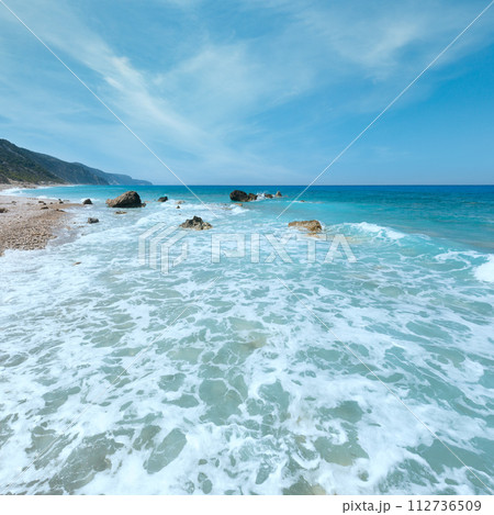Lefkada coast summer beach (Greece) 112736509