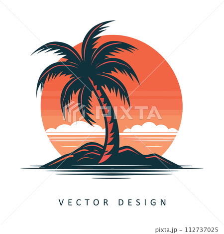 AI-generated content. palm tree summer vacation minimalist vector design isolated illustration 112737025