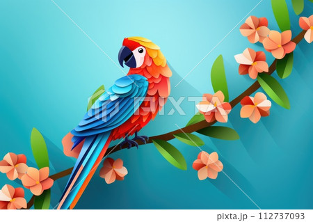 ペーパーアートのインコ 立体作品 ペーパーアートのインコ 立体作品 ペーパーアートのインコ 立体作品