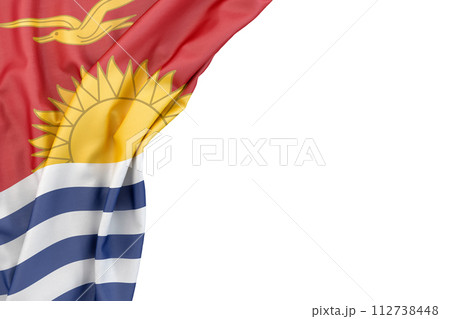 Flag of Kiribati in the corner on white background. Isolated. 3D Rendering Flag of Kiribati in the corner on white background. Isolated. 3D Rendering 112738448
