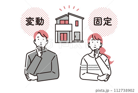 人物 住宅ローンについて考える夫婦 112738902