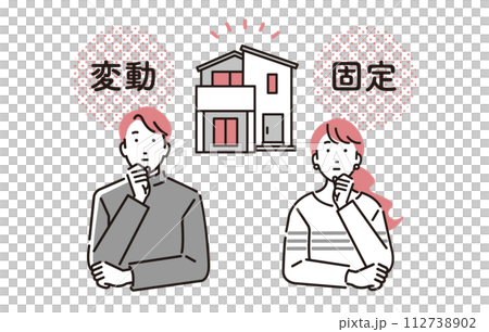 人物 住宅ローンについて考える夫婦 112738902