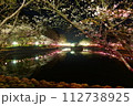 水面に映る夜桜 112738925