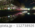 水面に映る夜桜 112738926
