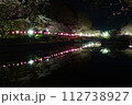 水面に映る夜桜 112738927