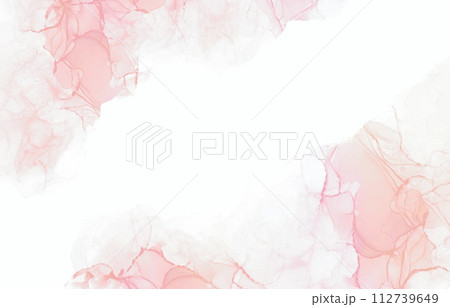 桜や春イメージのピンク色アルコールインクアートアブストラクトフレーム背景画像 112739649