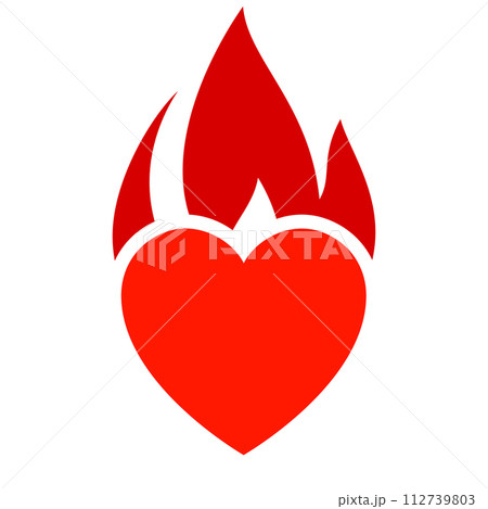 Fire flame icon, hot heart symbol 112739803