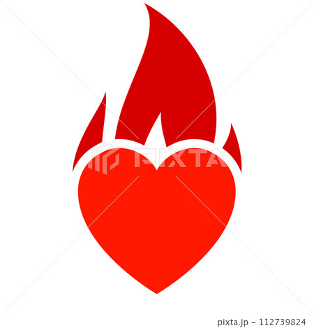 Fire flame icon, hot heart symbol Fire flame icon, hot heart symbol 112739824