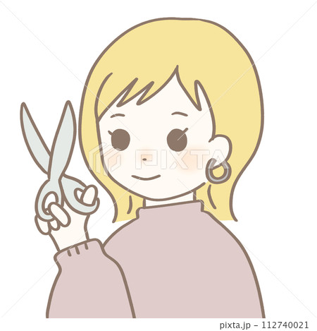 かわいい笑顔の女性美容師さんのアイコン 112740021