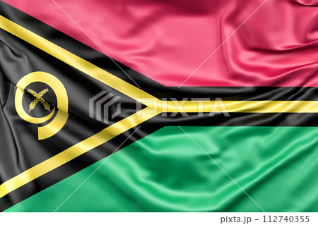 Ruffled Flag of Vanuatu. 3D Rendering Ruffled Flag of Vanuatu. 3D Rendering 112740355
