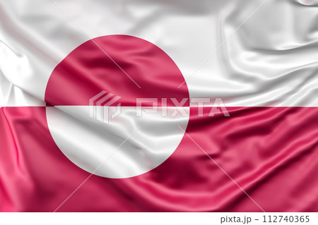 Ruffled Flag of Greenland. 3D Rendering 112740365