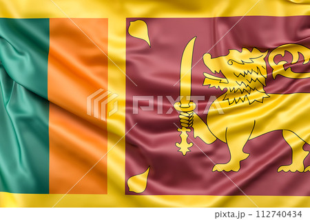 Ruffled Flag of Sri Lanka. 3D Rendering 112740434