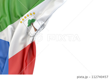 Flag of Equatorial Guinea in the corner on white background. Isolated. 3D Rendering Flag of Equatorial Guinea in the corner on white background. Isolated. 3D Rendering 112740457