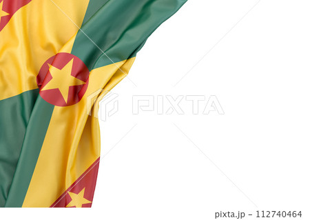 Flag of Grenada in the corner on white background. Isolated. 3D Rendering 112740464