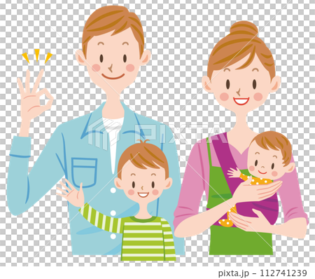 赤ちゃんを抱っこする若い夫婦　ファミリー　親子 112741239