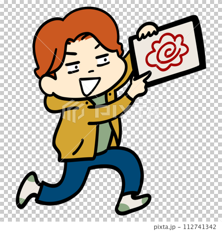 孩子們很高興在平板電腦上收到花丸 112741342