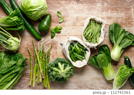 Vegetables background. Various vegetables on kitchen table. Clean eating, healthy food concept, flat lay, top down view Vegetables background. Various vegetables on kitchen table. Clean eating, healthy food concept, flat lay, top down view 112741561
