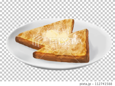 法式吐司插圖加奶油和糖粉 112741588