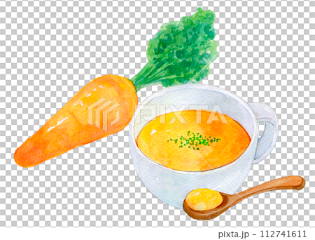水彩插圖胡蘿蔔濃湯 112741611