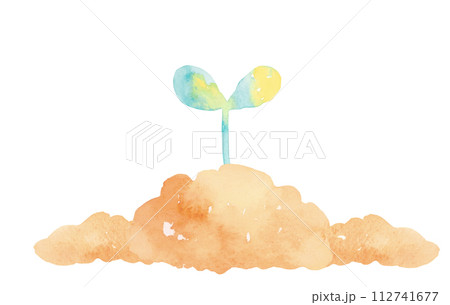水彩で描いた双葉のエコロジーイラスト 水彩で描いた双葉のエコロジーイラスト 112741677
