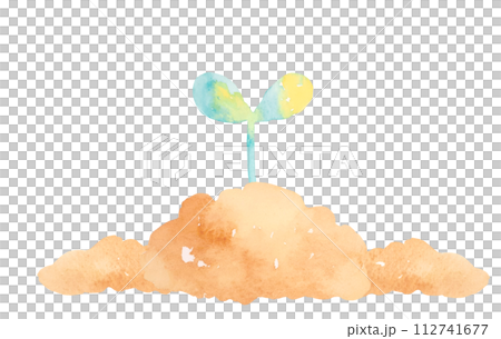 水彩で描いた双葉のエコロジーイラスト 水彩で描いた双葉のエコロジーイラスト 112741677