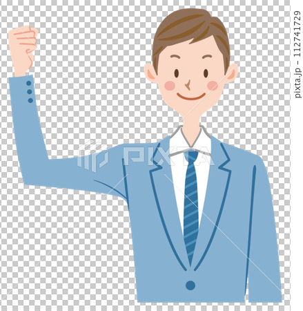 Illustration of a businessman doing a guts pose Illustration of a businessman doing a guts pose 112741729