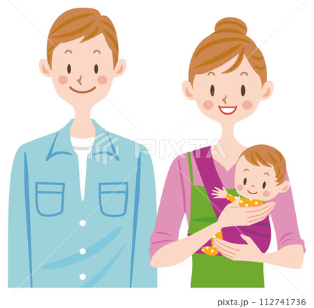 赤ちゃんを抱っこするママ 仲のいい夫婦 ファミリー 赤ちゃんを抱っこするママ 仲のいい夫婦 ファミリー 112741736