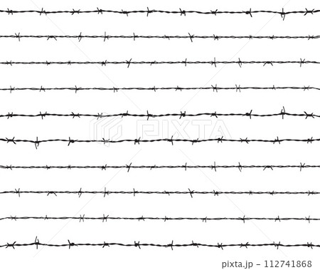 Black silhouette of the barbed wire, seamless pattern 112741868