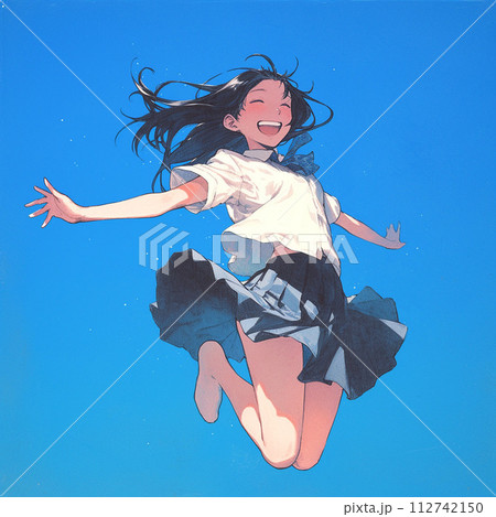 jumping woman - Stock Illustration [112742150] - PIXTA