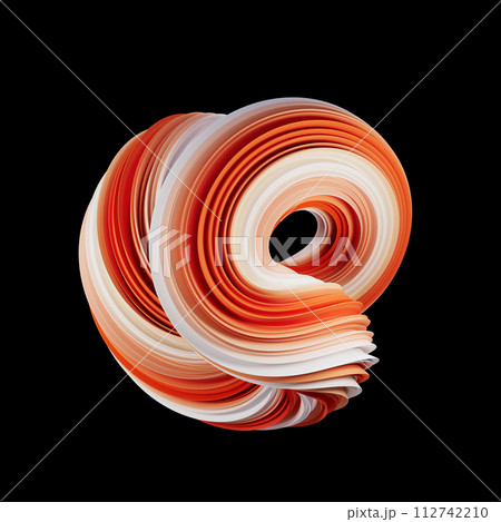 Abstract spiral shape on black background. 3d render illustration. Abstract spiral shape on black background. 3d render illustration. 112742210
