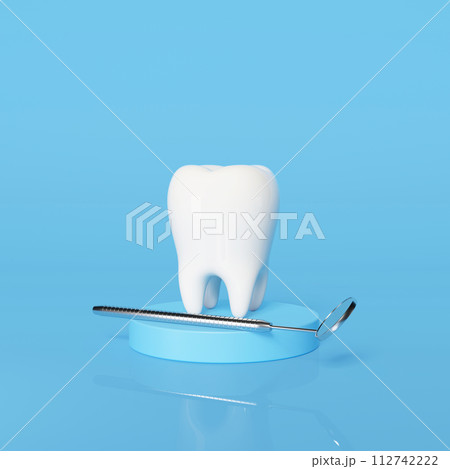 White tooth implant implant cut, healthy tooth or dental surgery. 112742222