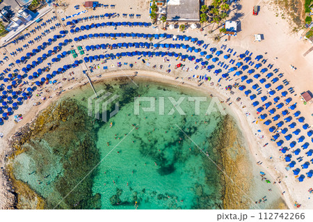 Top view of Vathia Gonia beach, Ayia Napa, Famagusta, Cyprus 112742266