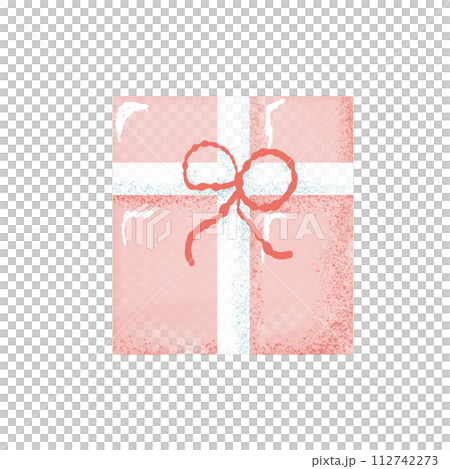 Pink gift box with ribbon watercolor art. 112742273