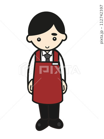 立つスーパーの男性店員イラスト 立つスーパーの男性店員イラスト 112742397