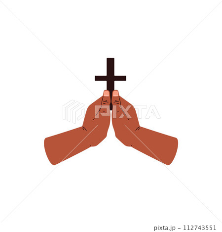 Prayer with cross vector illustration 112743551