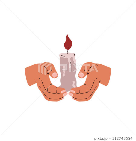 Hands holding candle vector illustration 112743554