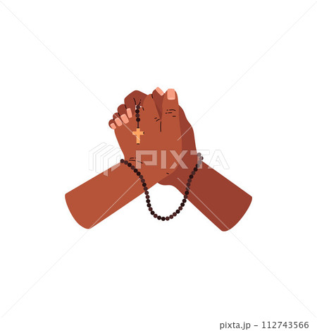 Clasped hands with rosary vector illustration Clasped hands with rosary vector illustration 112743566