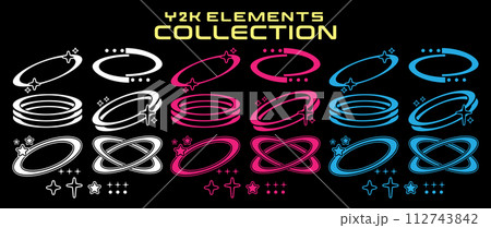 Streetwear y2k graphic assets set. Rave, acid, retro futuristic, elements for slogan, quotes, typography, poster, banner. Geometric shapes, symbols, icons. Aesthetic graphic set. Vector style Streetwear y2k graphic assets set. Rave, acid, retro futuristic, elements for slogan, quotes, typography, poster, banner. Geometric shapes, symbols, icons. Aesthetic graphic set. Vector style 112743842