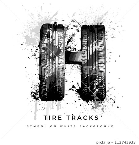 Tire font. Letter H. Vector Tire font. Letter H. Vector 112743935