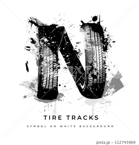 Tire font. Letter N. Vector 112743969