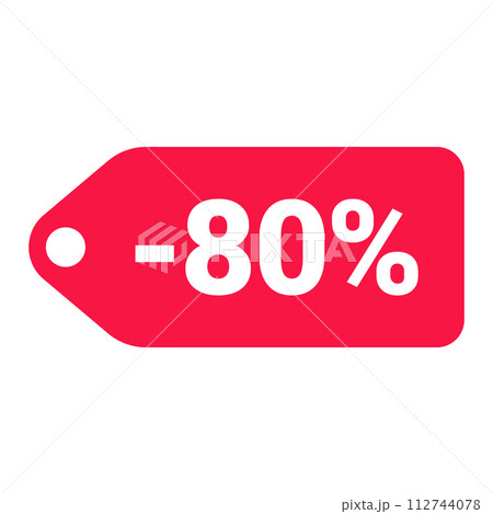 red 80 percent discount label on white background red 80 percent discount label on white background 112744078