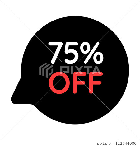 black 75 percent discount tag on white background black 75 percent discount tag on white background 112744080