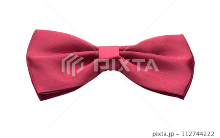 Red pink satin bow tie, formal dress code necktie accessory 112744222