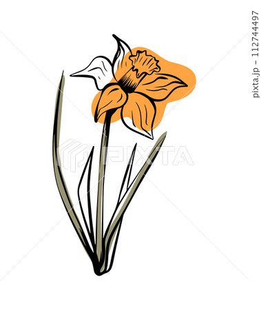 Narcissist in sketch style with abstract color shapes, hand-drawn isolated on white background. Narcissist in sketch style with abstract color shapes, hand-drawn isolated on white background. 112744497