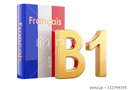 B1 French level, concept. B1 Intermediate, 3D rendering 112744593