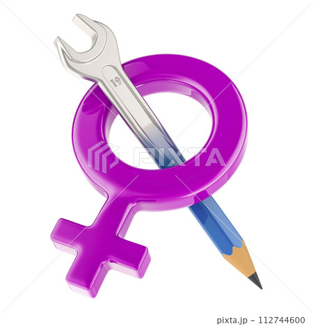 Feminism and gender equality concept. 3D rendering Feminism and gender equality concept. 3D rendering 112744600