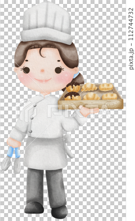 Chef Bakery Female Holding Bakery Tray Professional Occupation Culinary Expertise Chef Bakery Female Holding Bakery Tray Professional Occupation Culinary Expertise 112744732