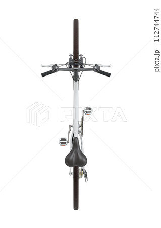 White bicycle, top view isolated on white background, 3D illustration White bicycle, top view isolated on white background, 3D illustration 112744744